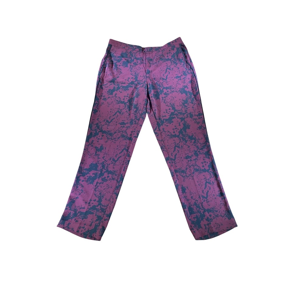 Banana Republic Women's Size 10 Burgundy‎ Black Abstract Print Wide Leg Pants